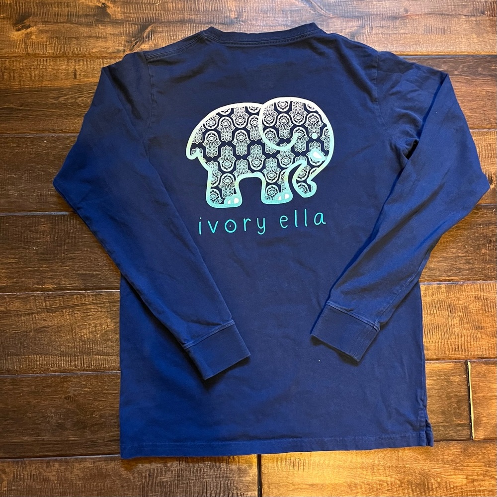 Ivory Ella Navy Crew Neck Long Sleeve T Shirt Size XS